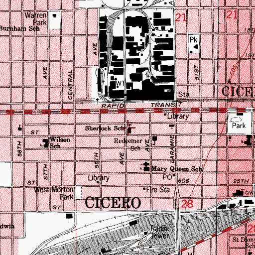 Topographic Map of Sherlock Elementary School, IL