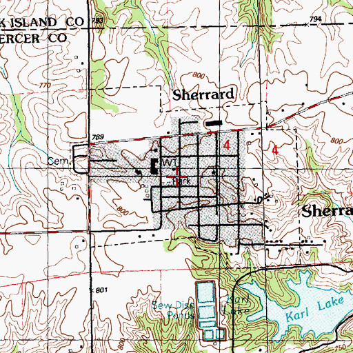 Topographic Map of Sherrard, IL
