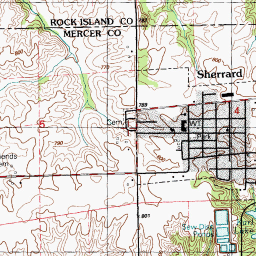 Topographic Map of Sherrard Cemetery, IL