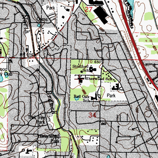 Topographic Map of Sherwood Elementary School, IL
