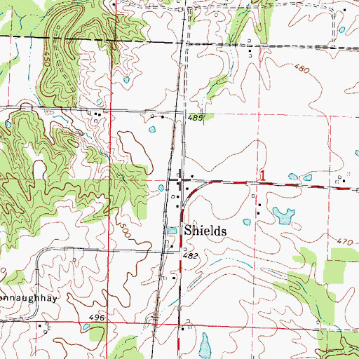 Topographic Map of Shields, IL