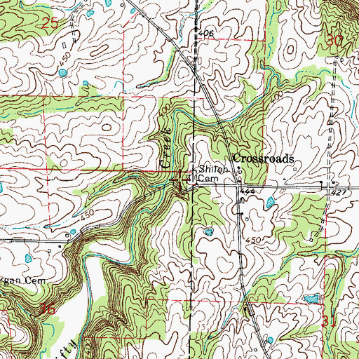 Topographic Map of Shiloh Cemetery, IL