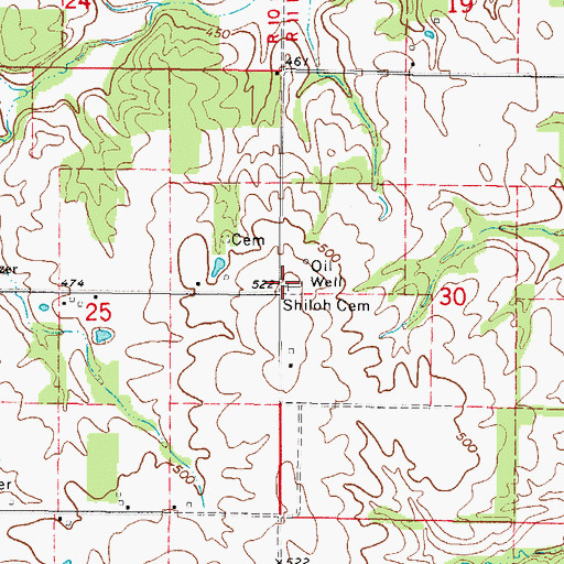 Topographic Map of Shiloh Cemetery, IL