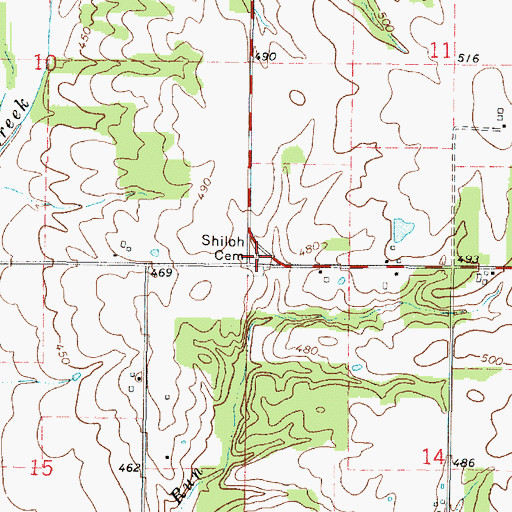 Topographic Map of Shiloh Number 1 Cemetery, IL