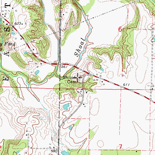 Topographic Map of Shiloh Presbyterian Cemetery, IL