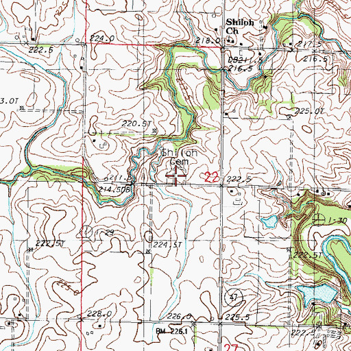 Topographic Map of Shiloh Cemetery, IL