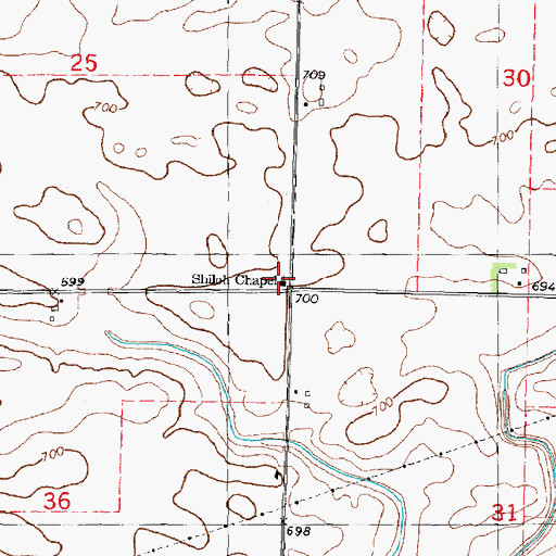 Topographic Map of Shiloh Chapel, IL