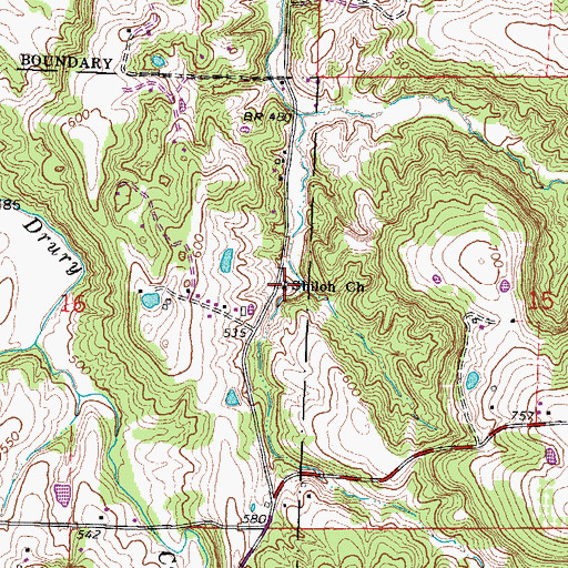 Topographic Map of Shiloh Church, IL