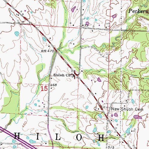 Topographic Map of Shiloh Church, IL