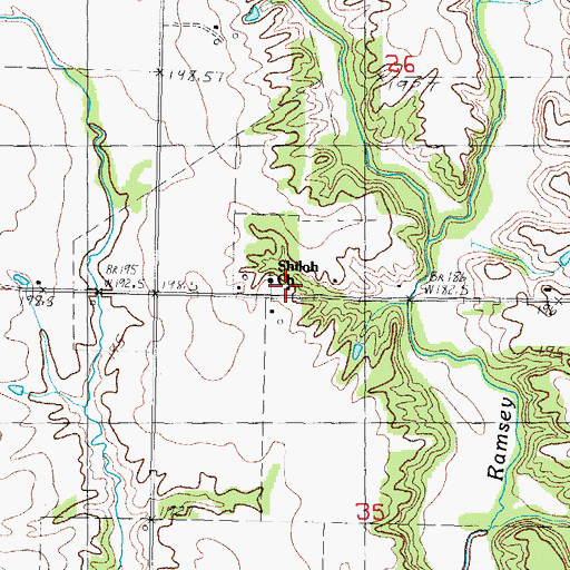 Topographic Map of Shiloh Church, IL