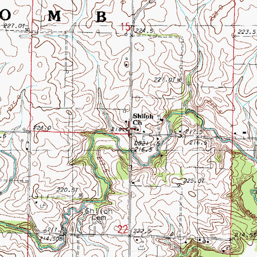 Topographic Map of Shiloh Church, IL