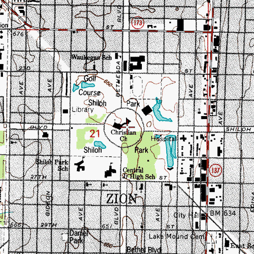 Topographic Map of Shiloh Park, IL