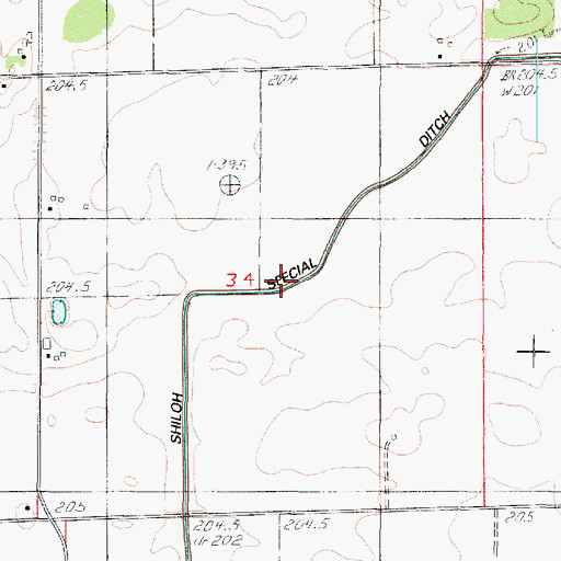 Topographic Map of Shiloh Special Drainage Ditch, IL