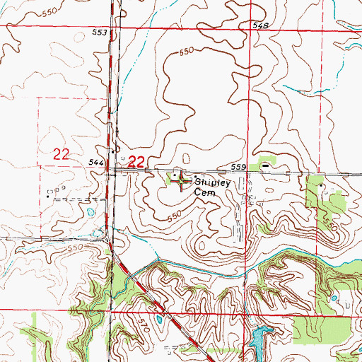 Topographic Map of Shipley Cemetery, IL