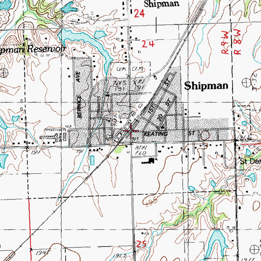 Topographic Map of Shipman, IL