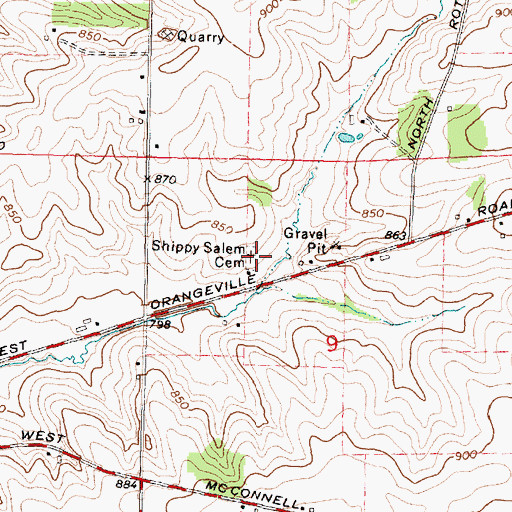 Topographic Map of Shippy Salem Cemetery, IL