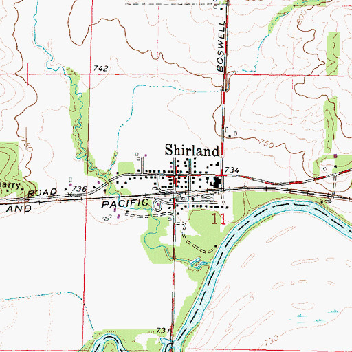 Topographic Map of Shirland, IL