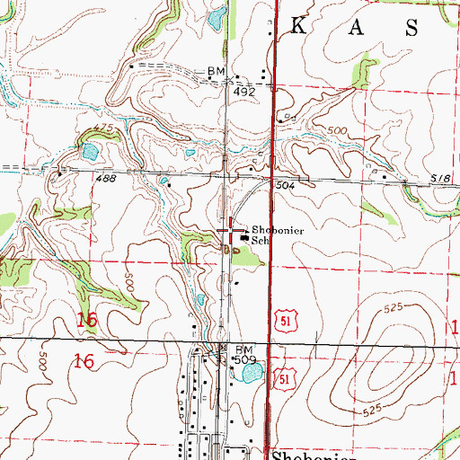 Topographic Map of Shobonier Elementary School, IL