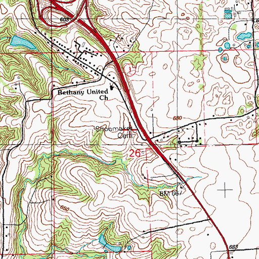 Topographic Map of Shoemaker Cemetery, IL