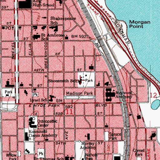 Topographic Map of Shoesmith Elementary School, IL
