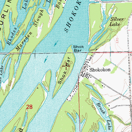 Topographic Map of Shok Bar, IL