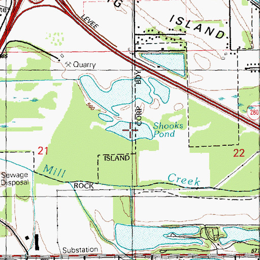 Topographic Map of Shooks Pond, IL