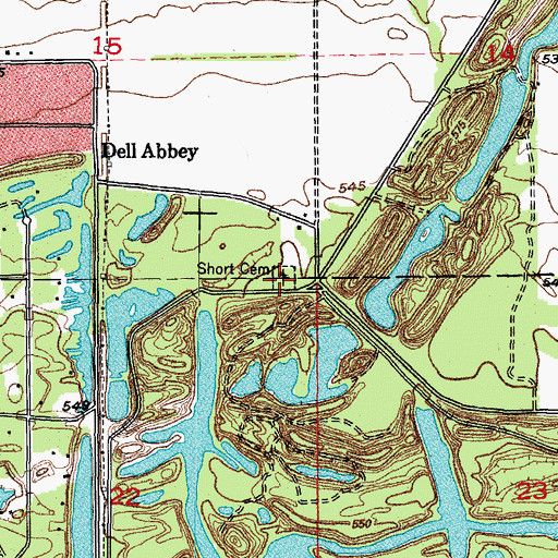 Topographic Map of Short Cemetery, IL