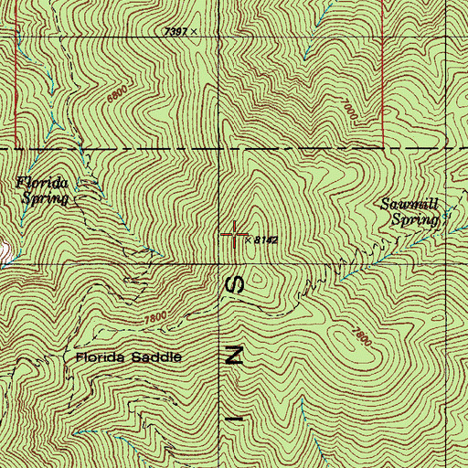 Topographic Map of Florida Peak, AZ