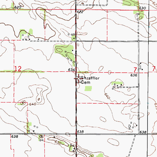 Topographic Map of Schreffler Cemetery, IL