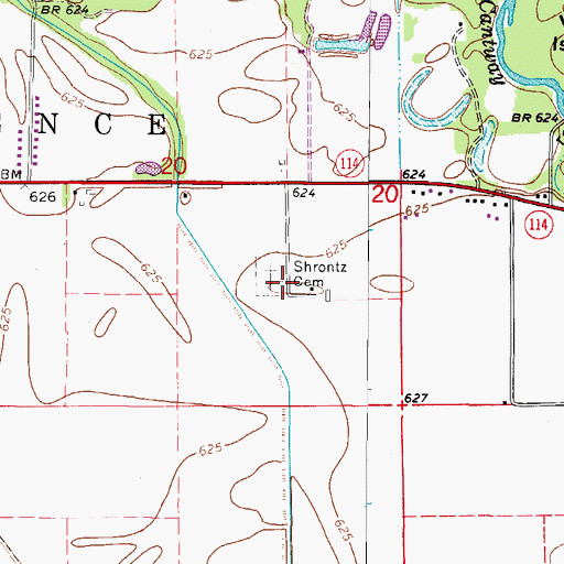 Topographic Map of Shrontz Cemetery, IL