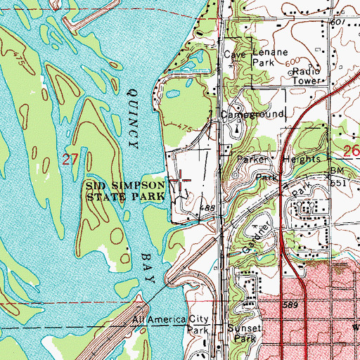 Topographic Map of Sid Simpson State Park, IL