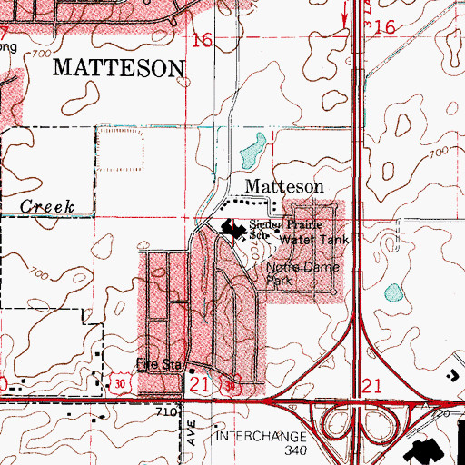 Topographic Map of Sieden Prairie Elementary School, IL