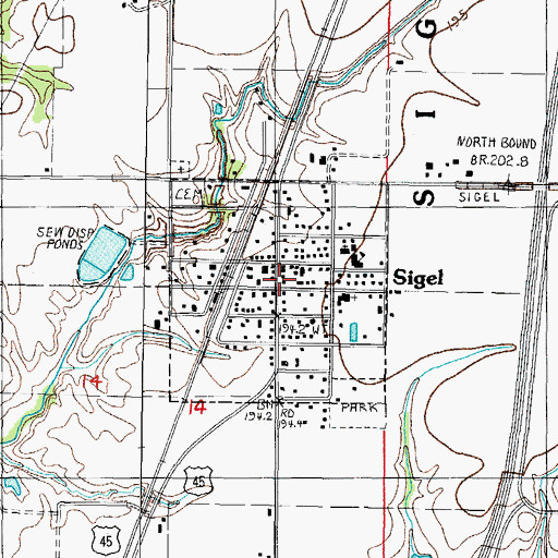 Topographic Map of Sigel, IL