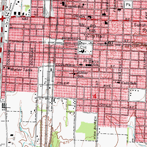 Topographic Map of Sihler Elementary School, IL
