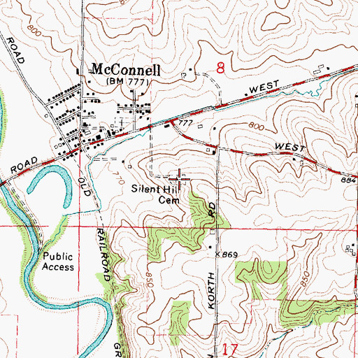 Topographic Map of Silent Hill Cemetery, IL
