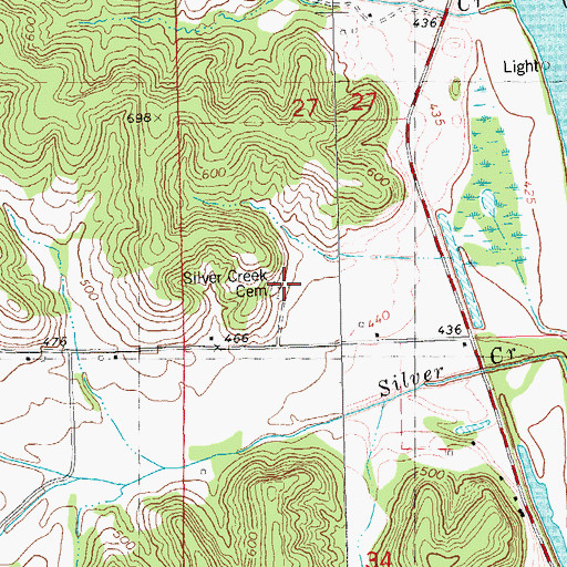 Topographic Map of Silver Creek Cemetery, IL