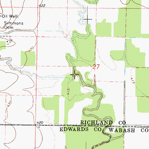 Topographic Map of Simmons Creek, IL