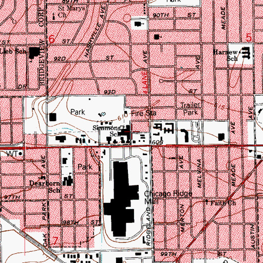 Topographic Map of Simmons School, IL