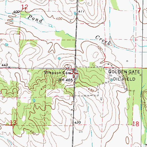 Topographic Map of Simpson Cemetery, IL