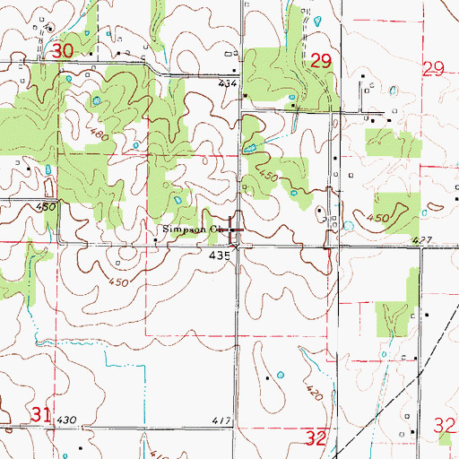 Topographic Map of Simpson United Methodist Church, IL