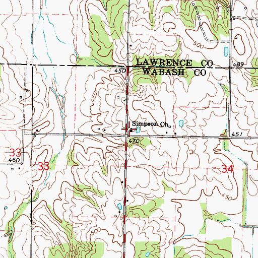 Topographic Map of Simpson Church, IL