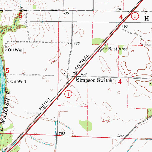 Topographic Map of Simpson Switch, IL