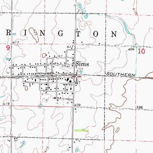 Topographic Map of Sims, IL