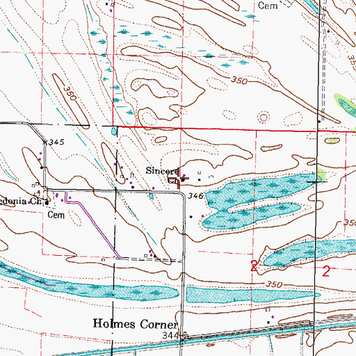 Topographic Map of Sincere Church, IL