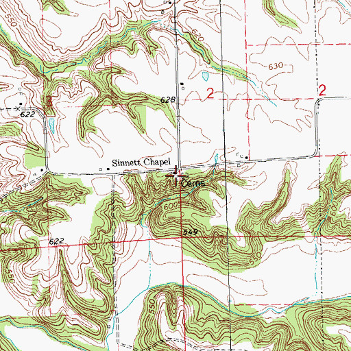 Topographic Map of Sinnett Chapel, IL