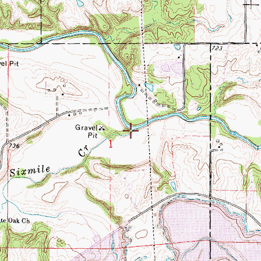 Topographic Map of Sixmile Creek, IL