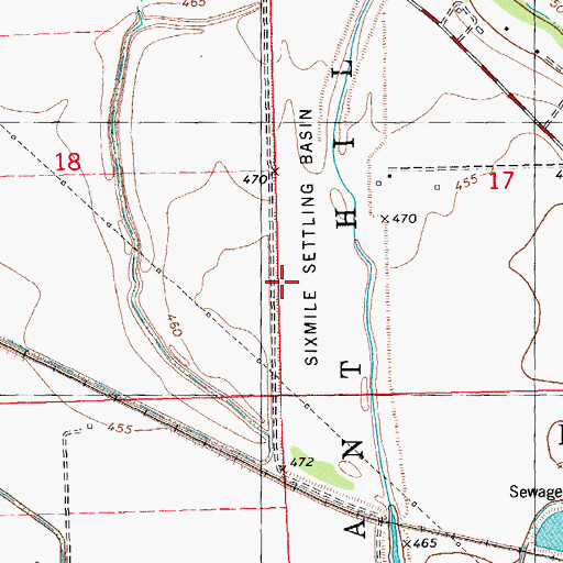 Topographic Map of Sixmile Settling Basin, IL