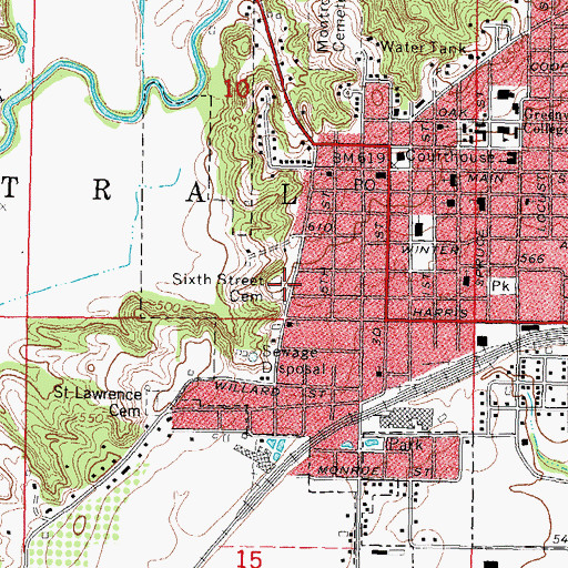 Topographic Map of Old City Cemetery, IL