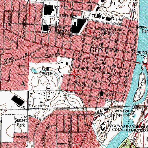 Topographic Map of Sixth Street School, IL