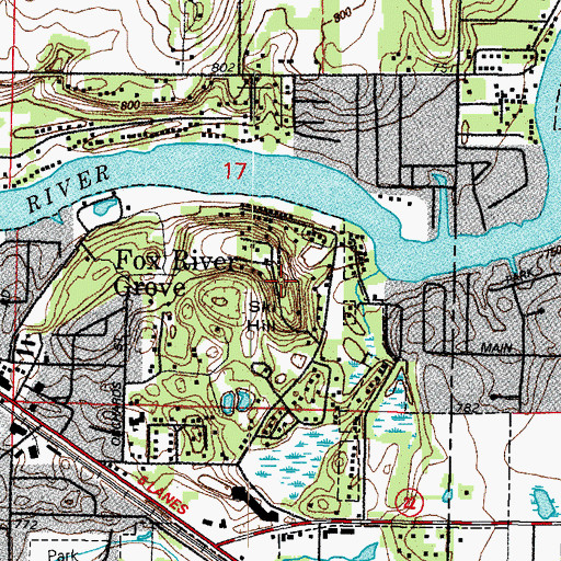 Topographic Map of Ski Hill, IL
